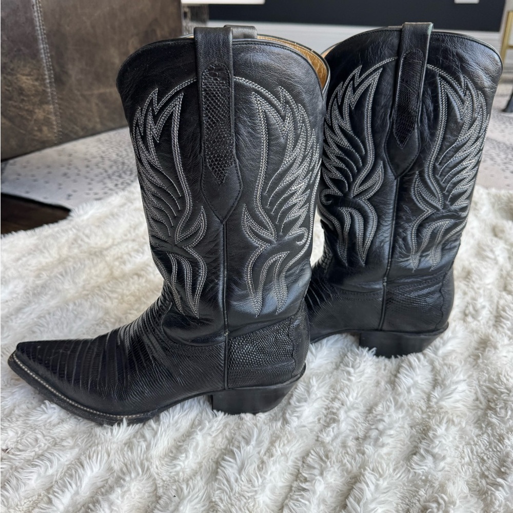 Classic Black Western Leather Cowboy Boots - Women’s - Picture 2 of 5